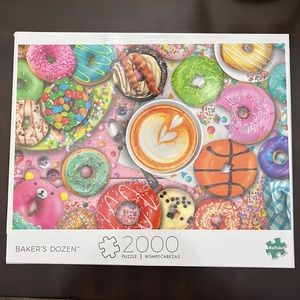 Buffalo Baker's Dozen 2000 Piece Jigsaw Puzzle Donuts Latte Sweets Donut Coffee